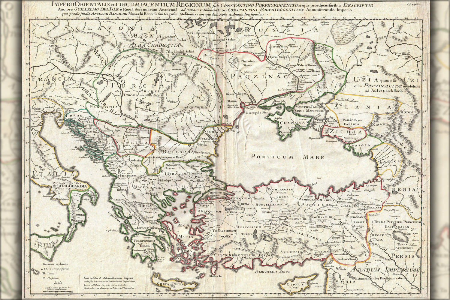 24"x36" Gallery Poster, 1715 De L'Isle Map of the Eastern Roman Empire under Constantine
