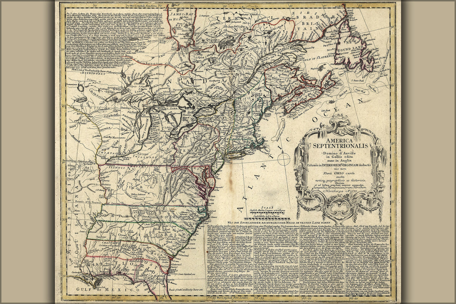 24"x36" Gallery Poster, 1777 map of north america united states colonies