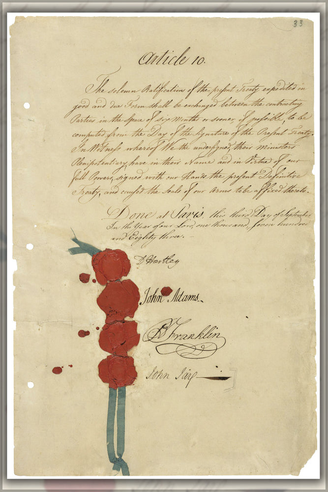 24"x36" Gallery Poster, 1783 Treaty of Paris, benjamin franklin john adams