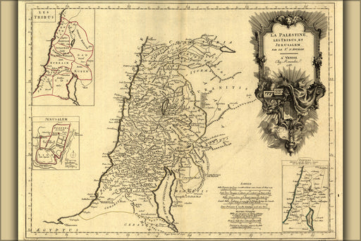 24"x36" Gallery Poster, 1783 map of jerusalem palestine holy land israel