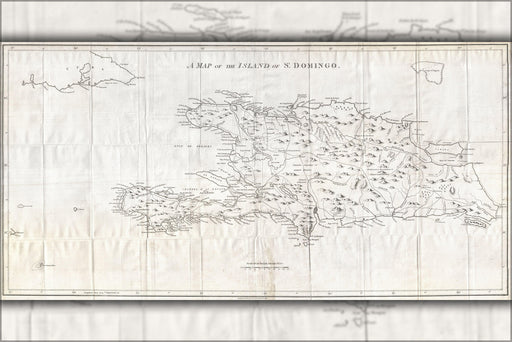 24"x36" Gallery Poster, 1800 Stockdale Map of Hispaniola or Santo Domingo, West Indies (Haiti, Dominican Republic)
