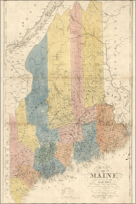 24"x36" Gallery Poster, 1808 map of maine