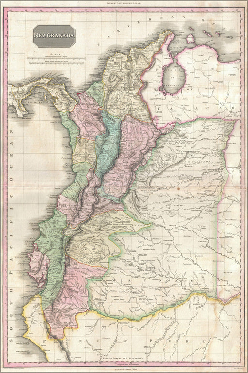 24"x36" Gallery Poster, 1818 Pinkerton Map of Northwestern South America (Columbia, Venezuela, Ecuador, Panama)