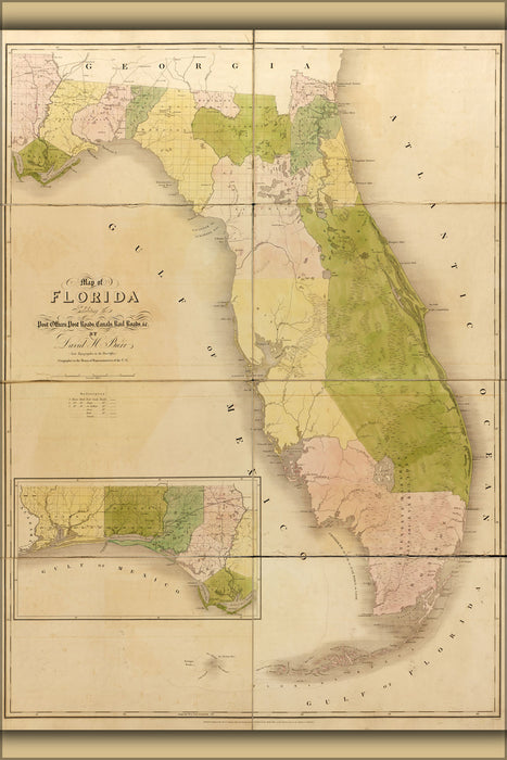 24"x36" Gallery Poster, 1839 map of florida