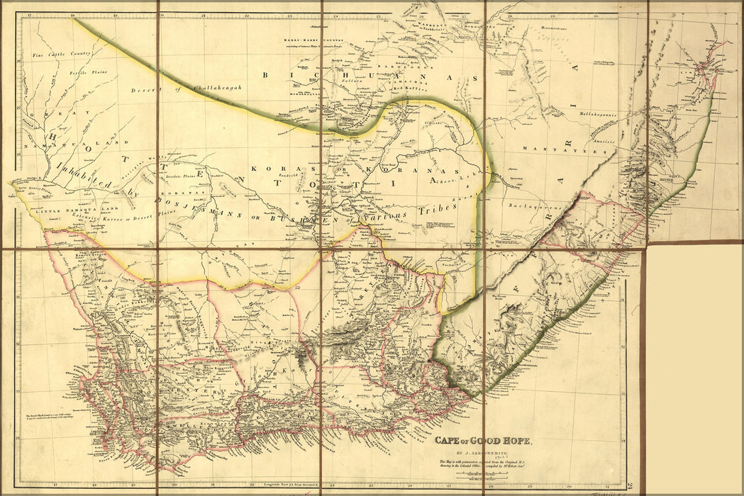 24"x36" Gallery Poster, 1842 map of south africa Cape of Good Hope
