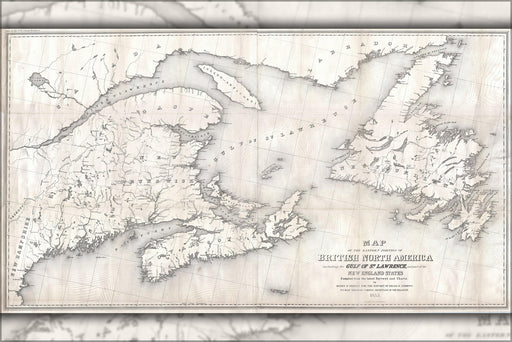 24"x36" Gallery Poster, 1853 Andrews Map of the Maritime Provinces, New Brunswick, Nova Scotia, Newfoundland