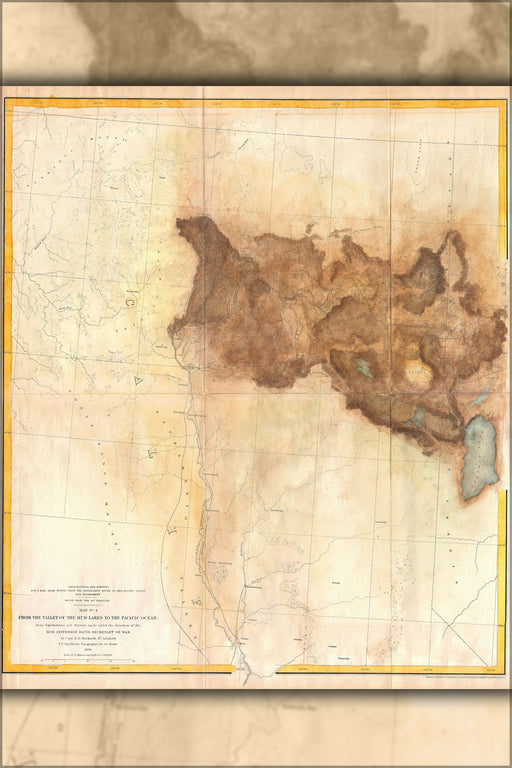 24"x36" Gallery Poster, 1855 Jefferson Davis Map of California from Pyramid Lake to the Sacramento River