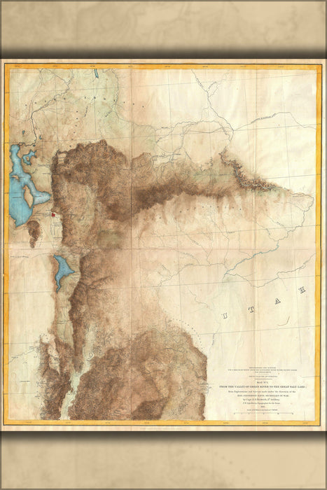 24"x36" Gallery Poster, 1855 Jefferson Davis Map of Utah, Salt Lake City, and the Green River ValleyGreenRiverSaltLake davis 1855