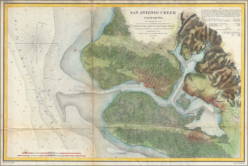 24"x36" Gallery Poster, 1857 U.S. Coast Survey Map of San Antonio Creek and Oakland, California near San FranciscoSanAntonioCreek uscs 185