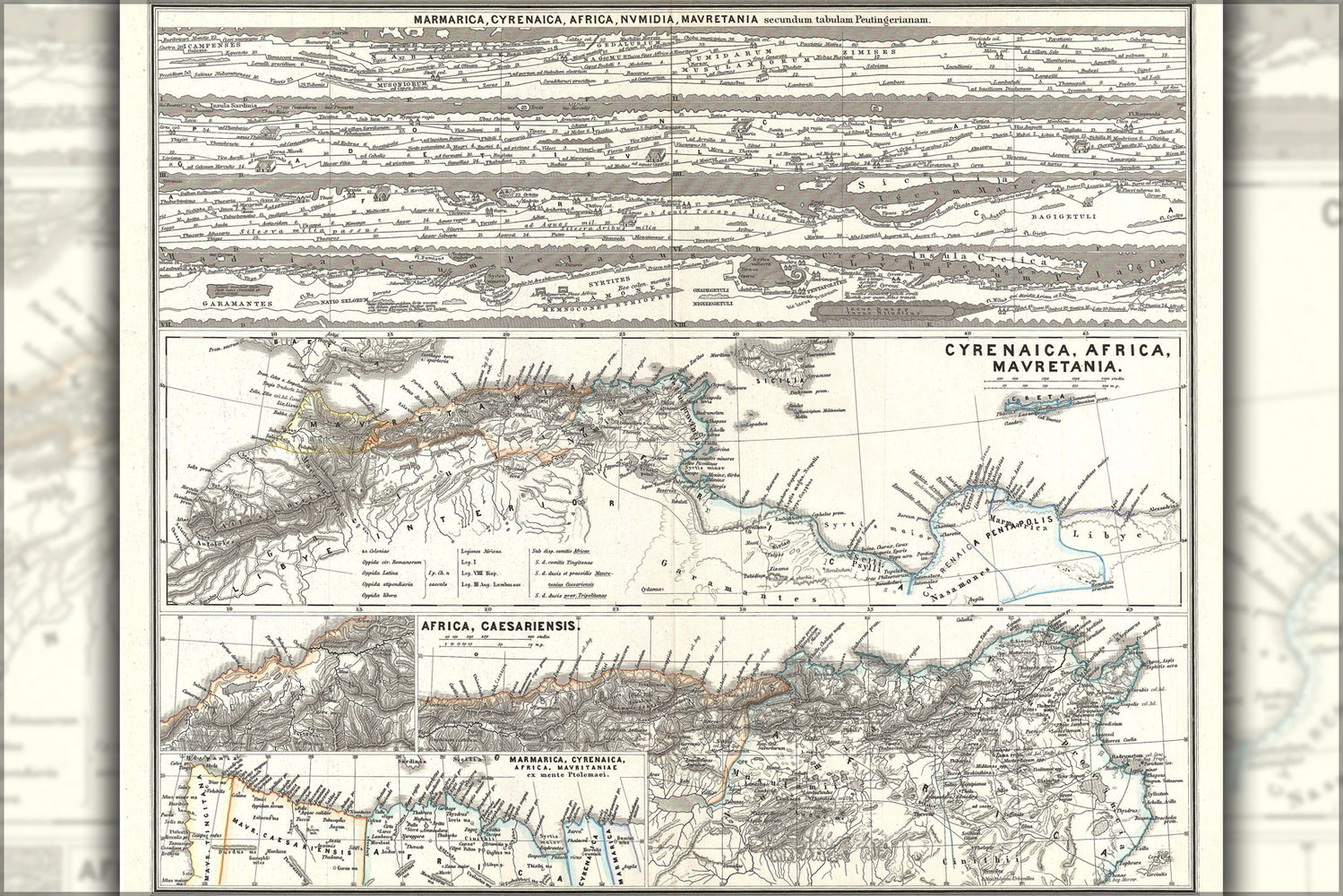 24"x36" Gallery Poster, 1865 Spruner Map of Northwestern Africa, the Magreb, and the Barbary Coast in Antiquity