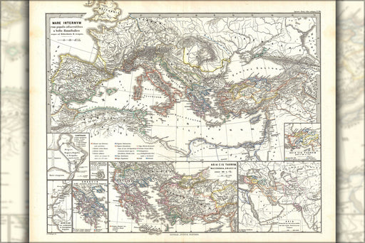 24"x36" Gallery Poster, 1865 Spruner Map of roman empire from the Punic Wars to Mithridates the Great
