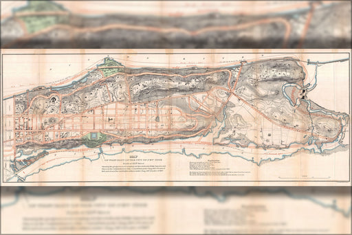 24"x36" Gallery Poster, 1868 Knapp Map of Northern Manhattan ( New York City ), Harlem, Washington Heights, Inwood