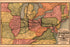 24"x36" Gallery Poster, 1874 map of the Pennsylvania Railroad system including its Lines West territory Great Lakes Michigan Ohio Indiana