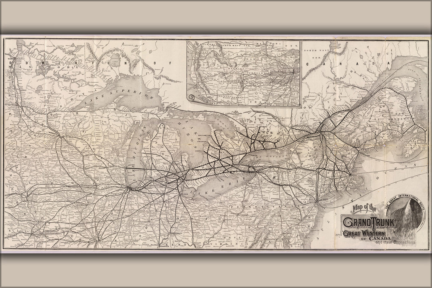 24"x36" Gallery Poster, 1885 Map of the Grand Trunk Railroad