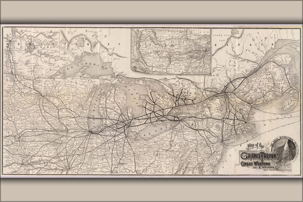 24"x36" Gallery Poster, 1885 Map of the Grand Trunk Railroad