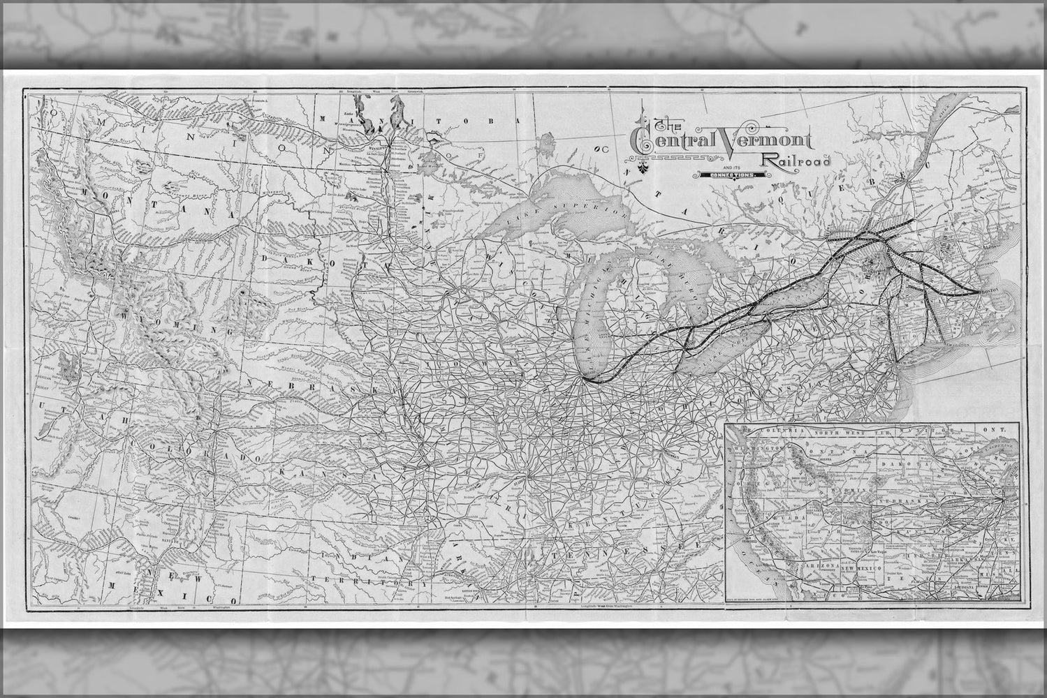 24"x36" Gallery Poster, 1887 Map of the Central Vermont Railroad
