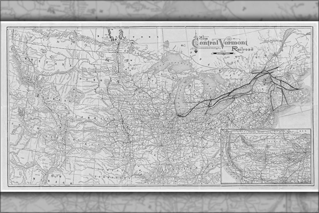 24"x36" Gallery Poster, 1887 Map of the Central Vermont Railroad