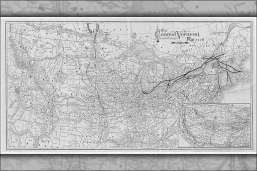 24"x36" Gallery Poster, 1887 Map of the Central Vermont Railroad