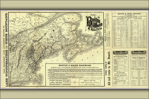 24"x36" Gallery Poster, 1888 Map of the Boston and Maine Railroad