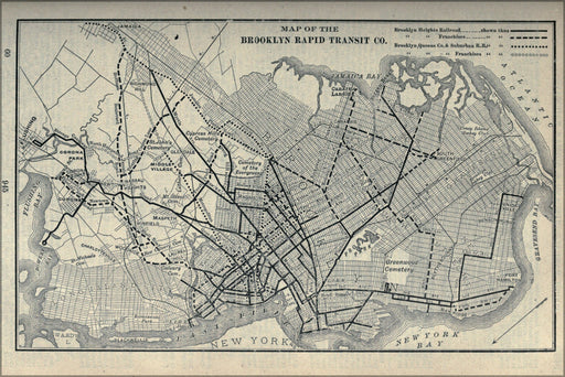 24"x36" Gallery Poster, 1897 Poor's Brooklyn Rapid Transit Company map