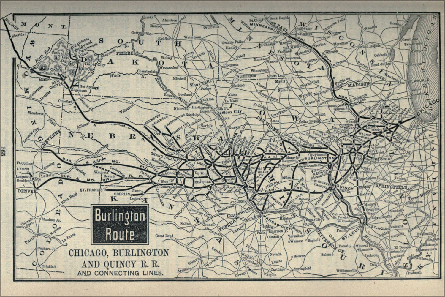 24"x36" Gallery Poster, 1897 Poor's Chicago, Burlington and Quincy Railroad