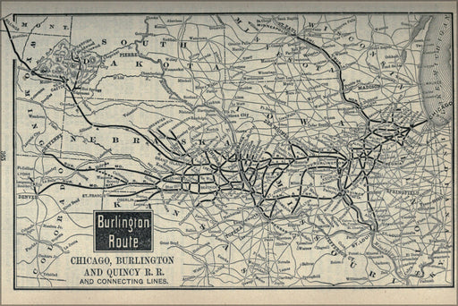 24"x36" Gallery Poster, 1897 Poor's Chicago, Burlington and Quincy Railroad