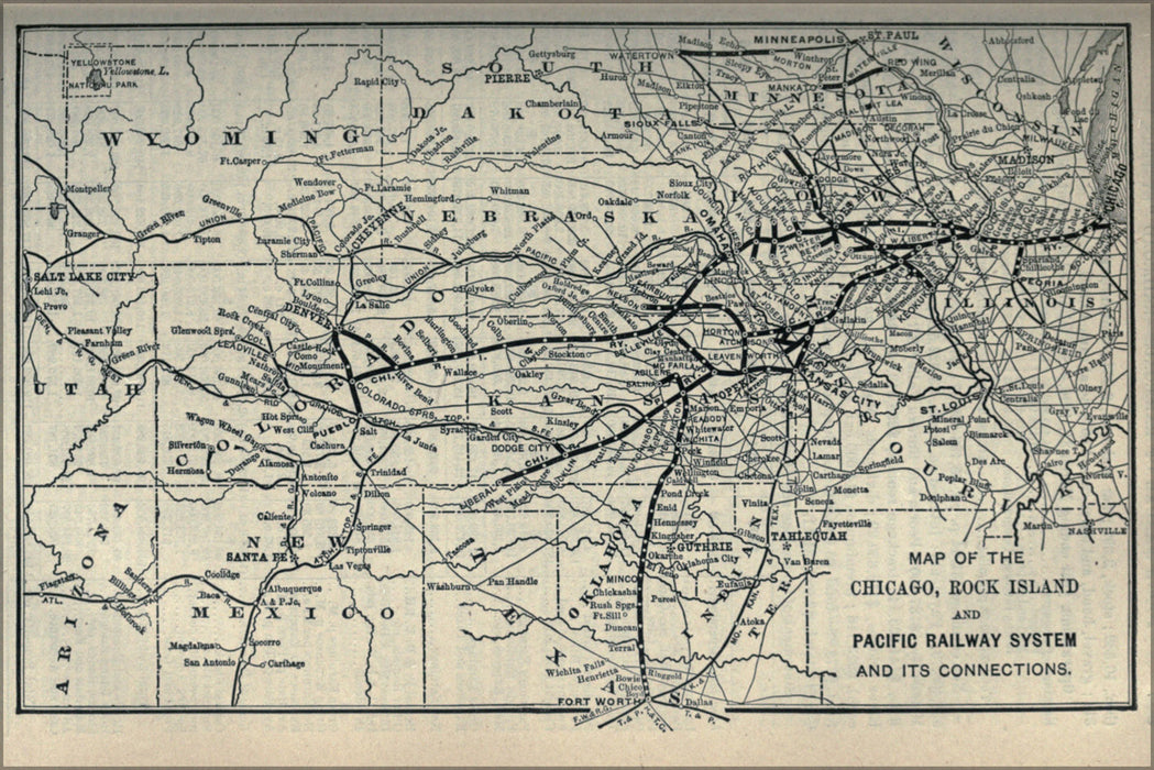 24"x36" Gallery Poster, 1897 Poor's Chicago, Rock Island and Pacific Railway