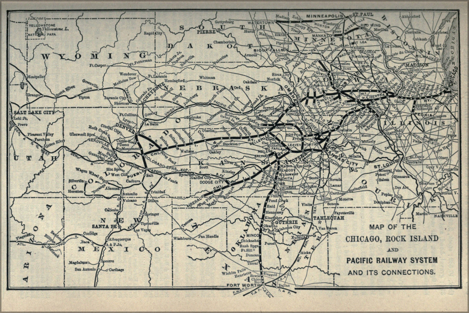 24"x36" Gallery Poster, 1897 Poor's Chicago, Rock Island and Pacific Railway