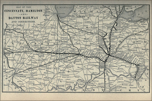 24"x36" Gallery Poster, 1897 Poor's Cincinnati, Hamilton and Dayton Railway