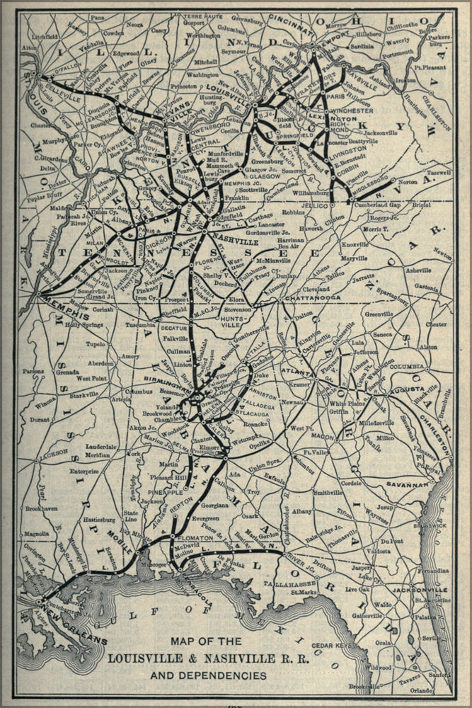 24"x36" Gallery Poster, 1897 Poor's Louisville and Nashville Railroad