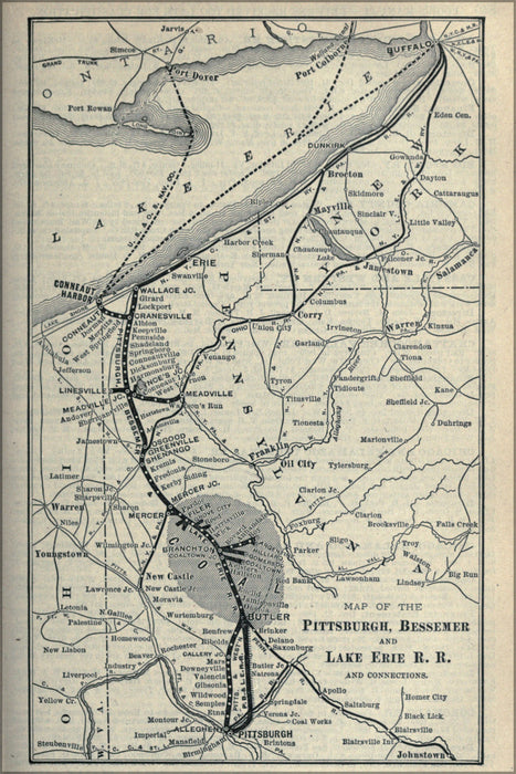 24"x36" Gallery Poster, 1897 Poor's Pittsburgh, Bessemer and Lake Erie Railroad