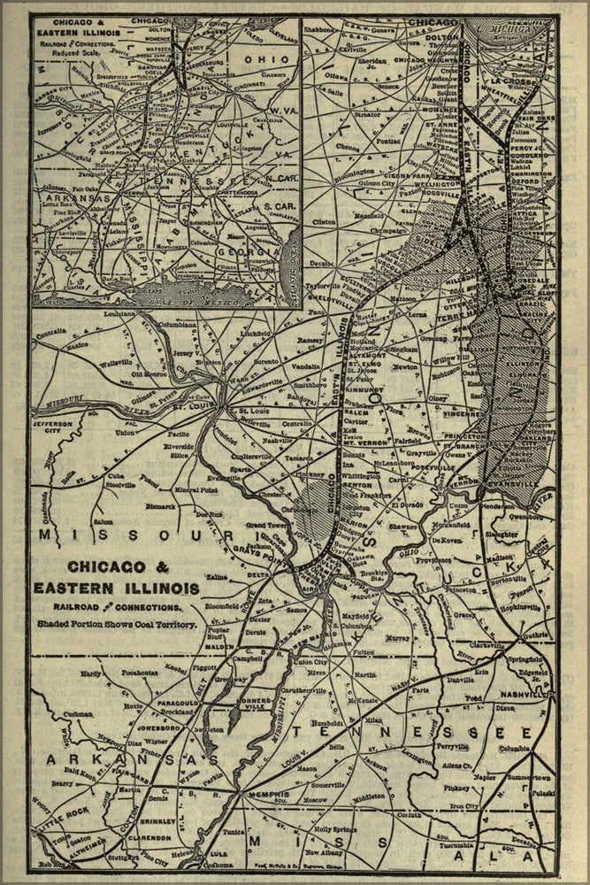 24"x36" Gallery Poster, 1901 Poor's Chicago and Eastern Illinois Railroad