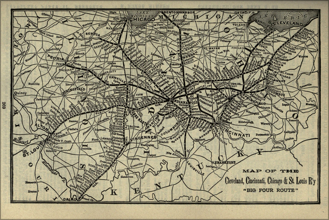 24"x36" Gallery Poster, 1901 Poor's Cleveland, Cincinnati, Chicago and St. Louis Railway