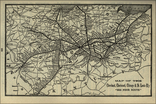 24"x36" Gallery Poster, 1901 Poor's Cleveland, Cincinnati, Chicago and St. Louis Railway
