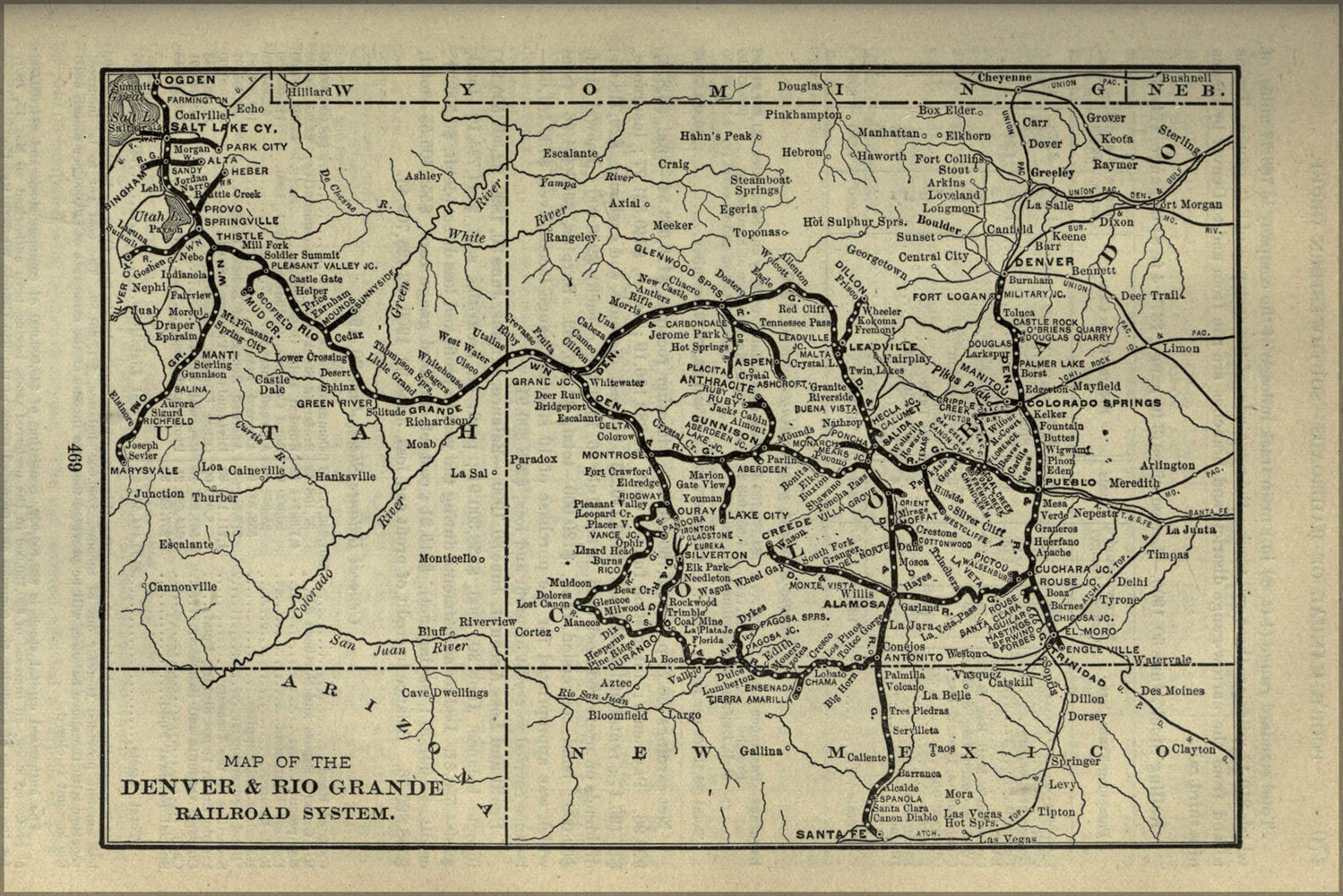 24"x36" Gallery Poster, 1901 Poor's Denver and Rio Grande Railroad