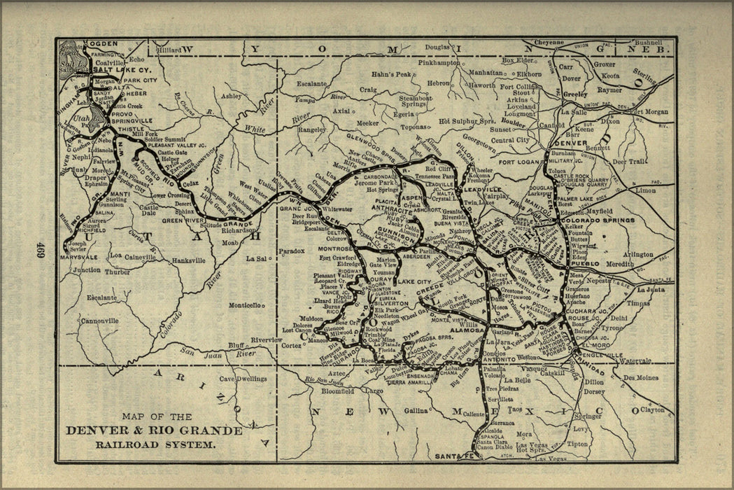 24"x36" Gallery Poster, 1901 Poor's Denver and Rio Grande Railroad