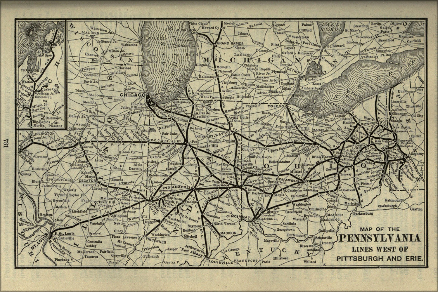 24"x36" Gallery Poster, 1901 Poor's Pennsylvania Railroad Lines West