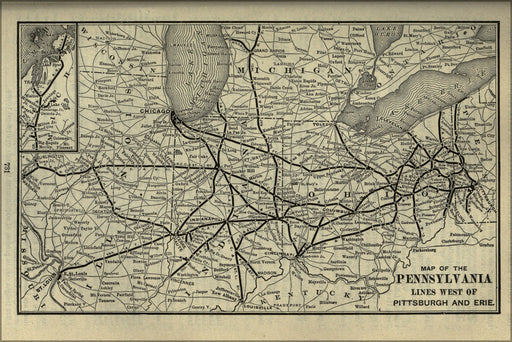 24"x36" Gallery Poster, 1901 Poor's Pennsylvania Railroad Lines West