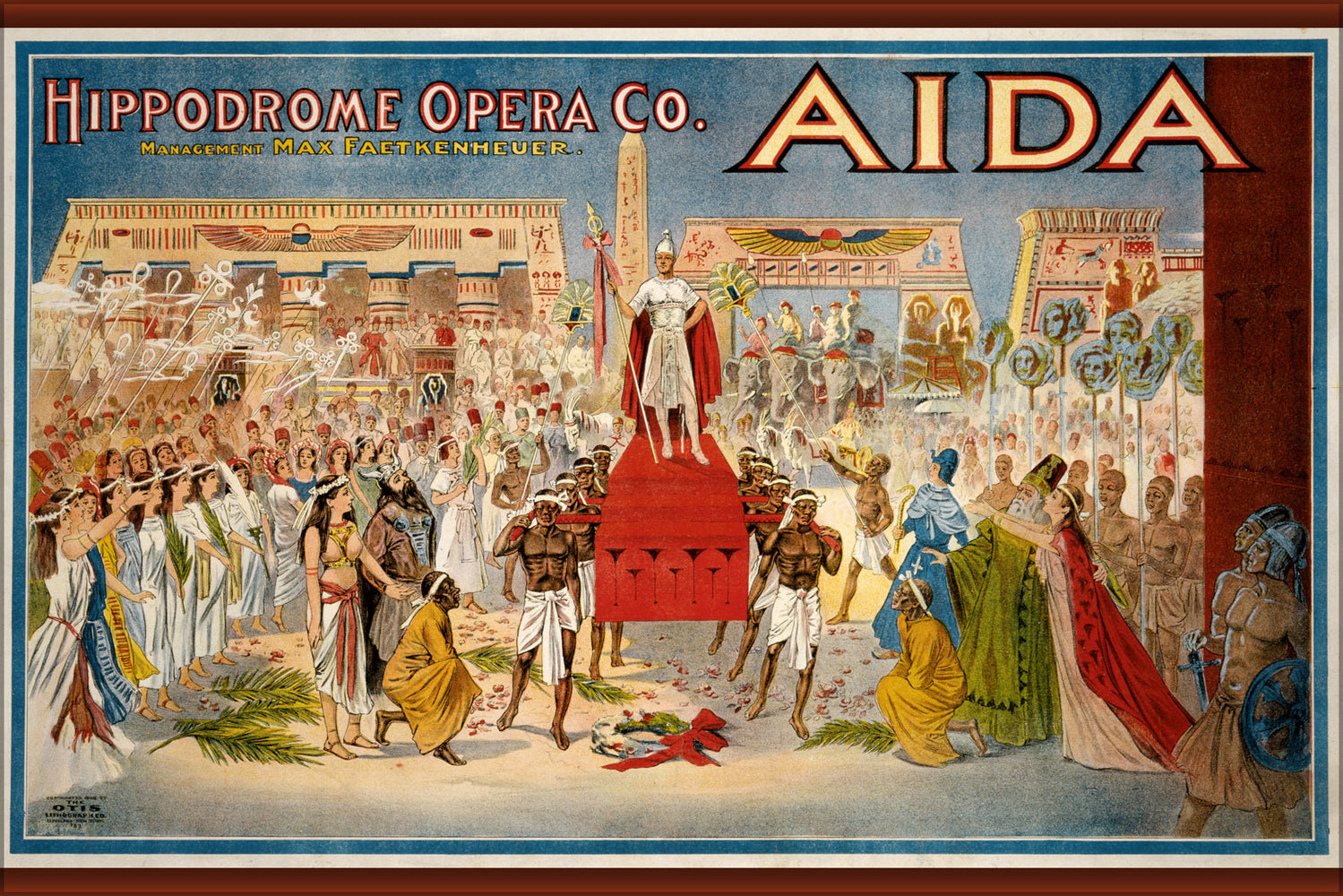 24"x36" Gallery Poster, 1908 poster for Giuseppe Verdi's Aida, performed by the Hippodrome Opera Company of Cleveland, Ohio