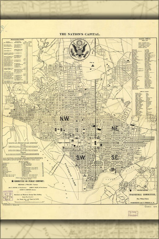 24"x36" Gallery Poster, 1909 map of Washington, DC