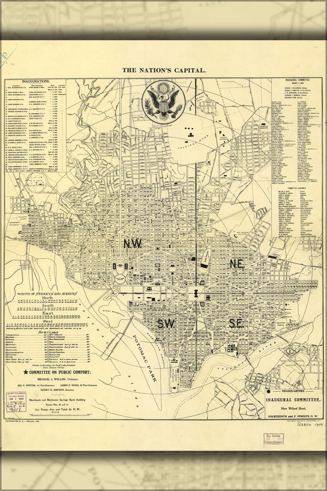 24"x36" Gallery Poster, 1909 map of Washington, DC