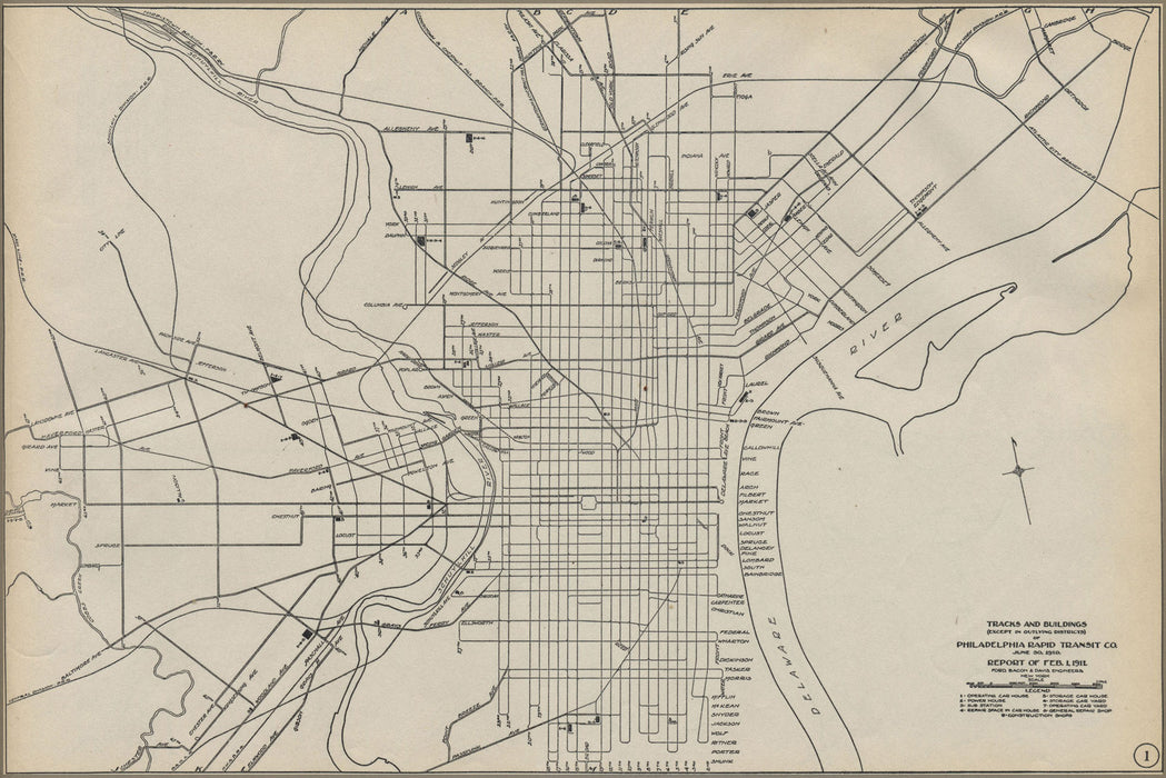 24"x36" Gallery Poster, 1911 Philly streetcar map 01
