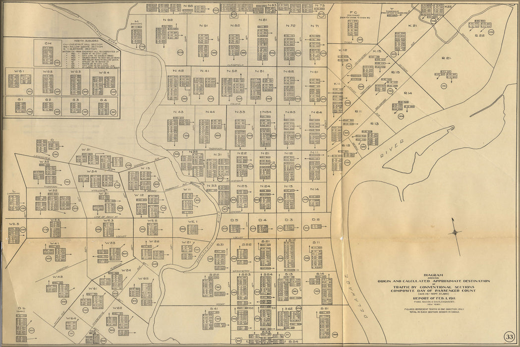 24"x36" Gallery Poster, 1911 Philly streetcar map 33