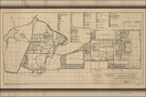 24"x36" Gallery Poster, 1924 Map of US Naval Academy Annapolis, Maryland