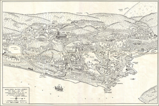 24"x36" Gallery Poster, 1944 Cumberpatch View or Map of West Point Military Academy, New York (check other)