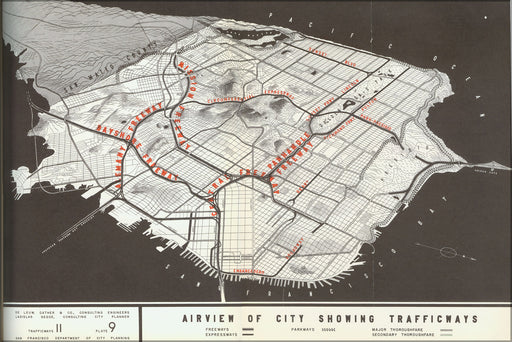 24"x36" Gallery Poster, 1948 San Francisco trafficways plan map