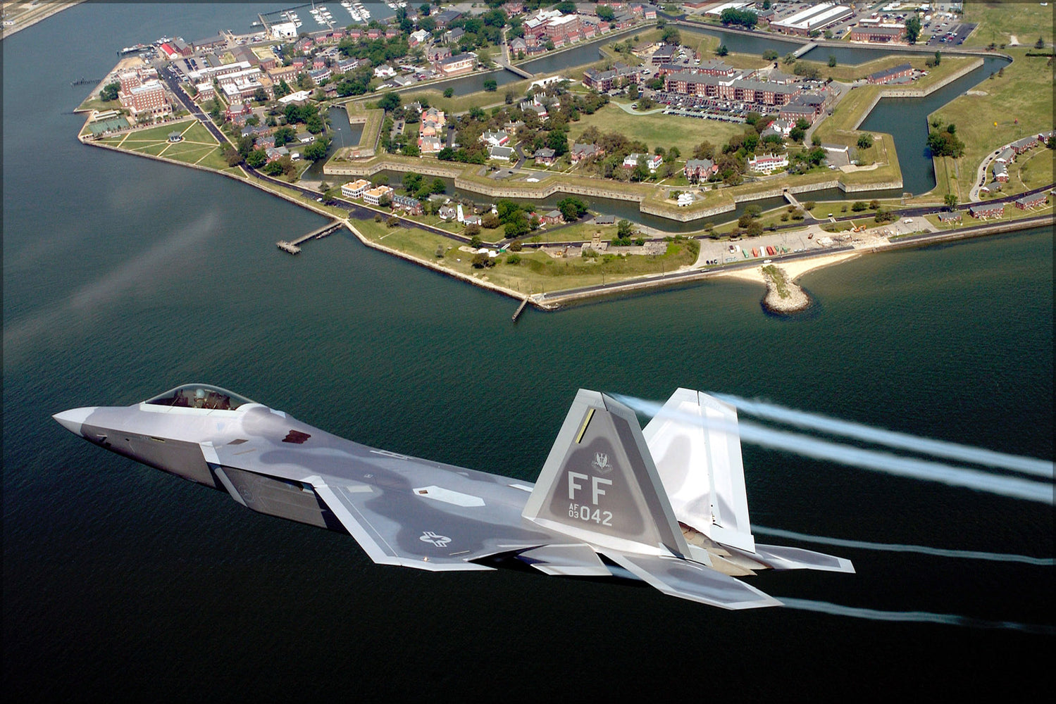 24"x36" Gallery Poster, 1st FW F-22 Raptor flies over Fort Monroe Virginia