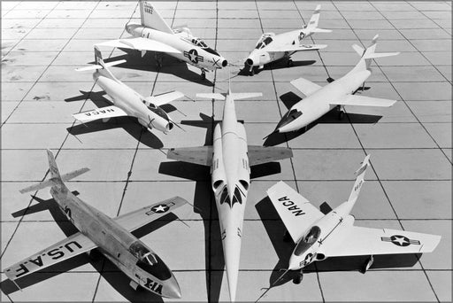 24"x36" Gallery Poster, 1st gen x-planes X-3 X-1A D-558-1 XF-92A X-5 D-558-2 X-4 1953