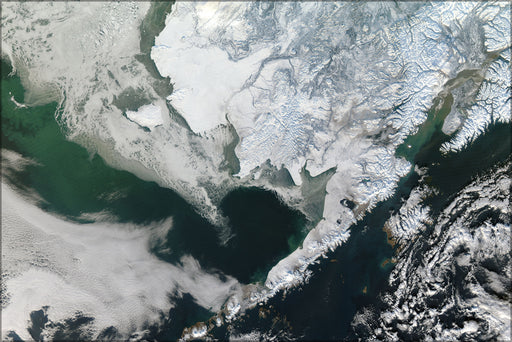 24"x36" Gallery Poster, 2011 Winter in Alaska satellite image map