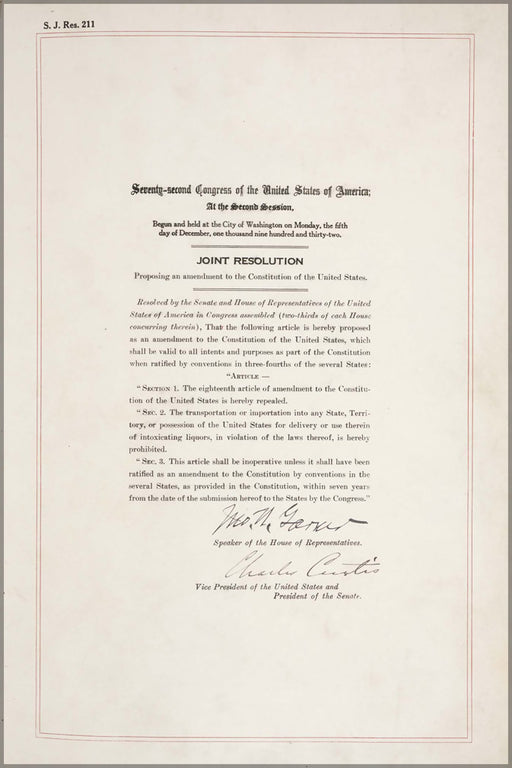 24"x36" Gallery Poster, repeal of prohibition Twenty-first Amendment beer brewing making